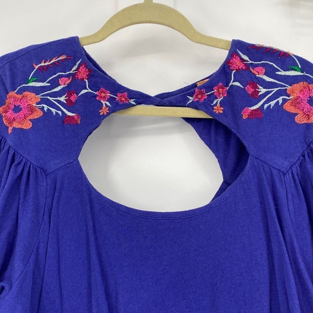 Free People Embroidered Balloon Sleeve Lita Boho Blouse Pullover Small - Picture 5 of 16